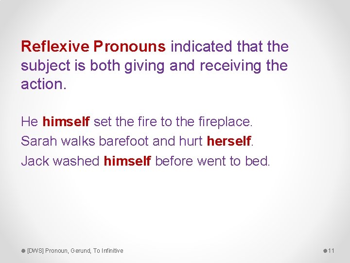 Reflexive Pronouns indicated that the subject is both giving and receiving the action. He