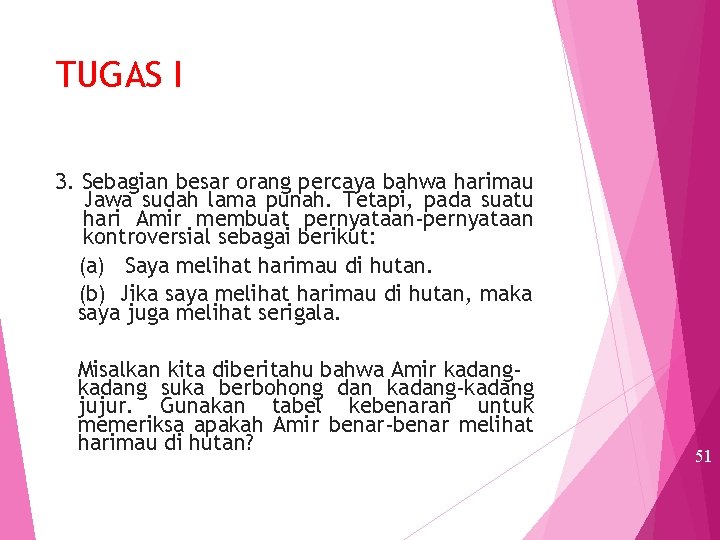 TUGAS I 3. Sebagian besar orang percaya bahwa harimau Jawa sudah lama punah. Tetapi,