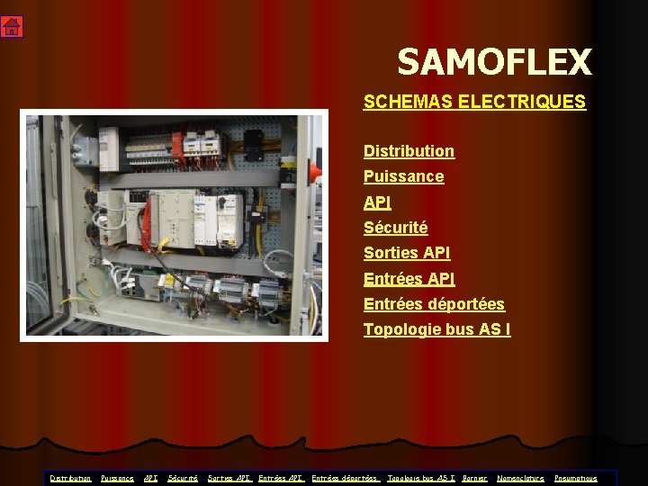 SAMOFLEX SCHEMAS ELECTRIQUES Distribution Puissance API Sécurité Sorties API Entrées déportées Topologie bus AS