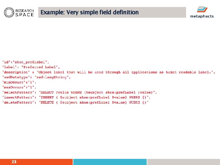 Example: Very simple field definition 23 