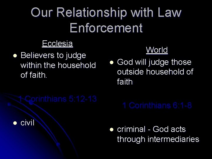 Our Relationship with Law Enforcement l Ecclesia Believers to judge within the household of