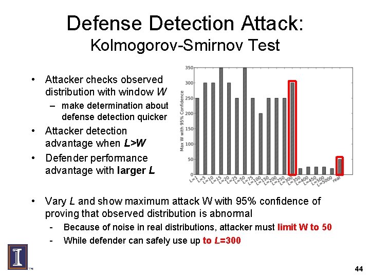 Defense Detection Attack: Kolmogorov-Smirnov Test • Attacker checks observed distribution with window W –