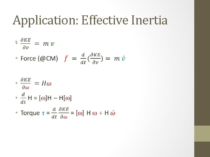 Application: Effective Inertia • 