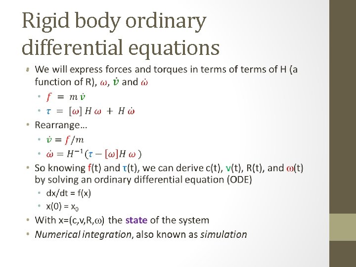 Rigid body ordinary differential equations • 