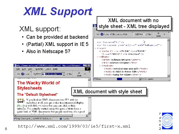 XML Support XML document with no style sheet - XML tree displayed XML support: