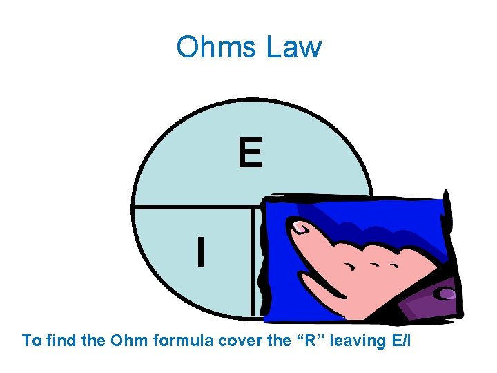 Ohms Law E I R To find the Ohm formula cover the “R” leaving