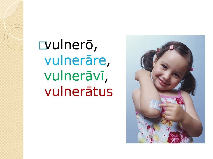 �vulnerō, vulnerāre, vulnerāvī, vulnerātus 