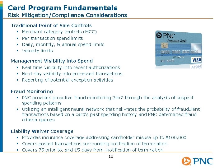 Card Program Fundamentals Risk Mitigation/Compliance Considerations Traditional Point of Sale Controls § Merchant category