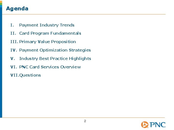 Agenda I. Payment Industry Trends II. Card Program Fundamentals III. Primary Value Proposition IV.