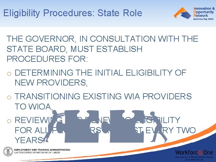 Eligibility Procedures: State Role THE GOVERNOR, IN CONSULTATION WITH THE STATE BOARD, MUST ESTABLISH