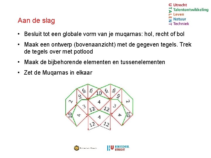 Aan de slag • Besluit tot een globale vorm van je muqarnas: hol, recht