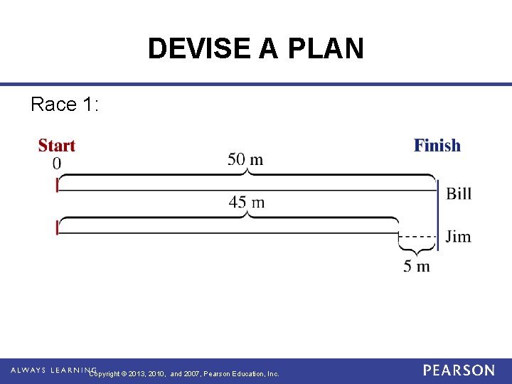 DEVISE A PLAN Race 1: Copyright © 2013, 2010, and 2007, Pearson Education, Inc.