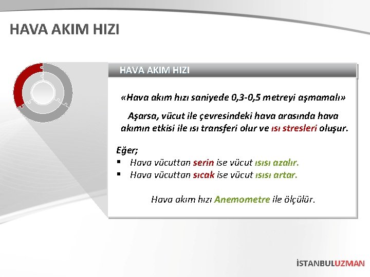 HAVA AKIM HIZI «Hava akım hızı saniyede 0, 3 -0, 5 metreyi aşmamalı» Aşarsa,