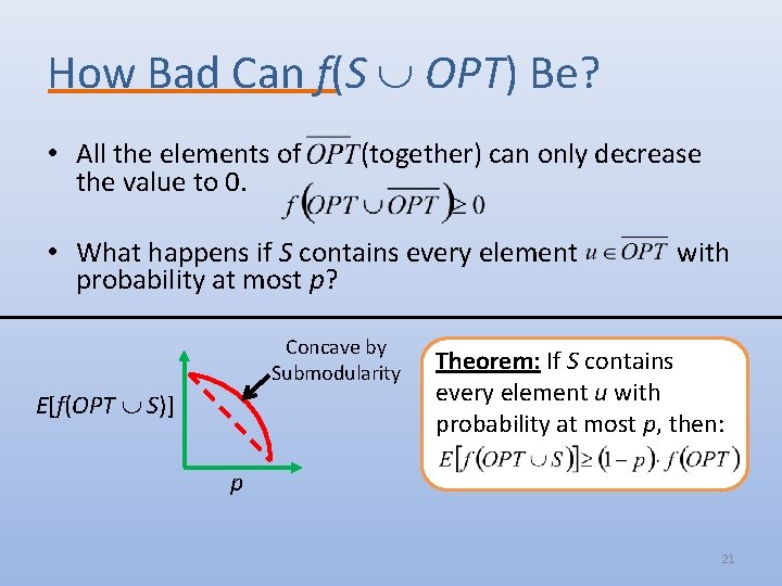 How Bad Can f(S OPT) Be? • All the elements of the value to