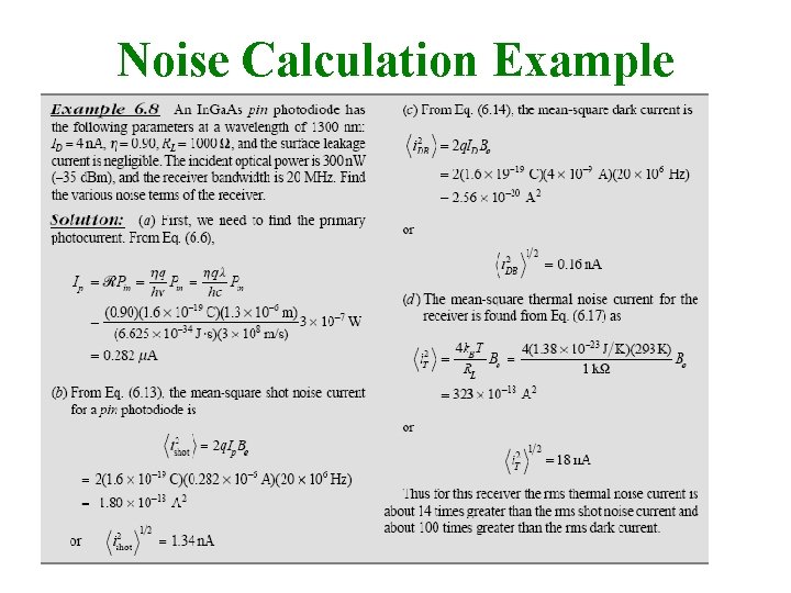 Noise Calculation Example 