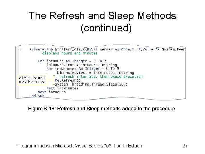 The Refresh and Sleep Methods (continued) Figure 6 -18: Refresh and Sleep methods added
