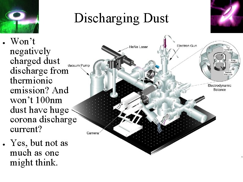 Discharging Dust ● ● Won’t negatively charged dust discharge from thermionic emission? And won’t