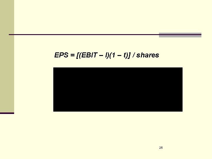 EPS = [(EBIT – I)(1 – t)] / shares 25 