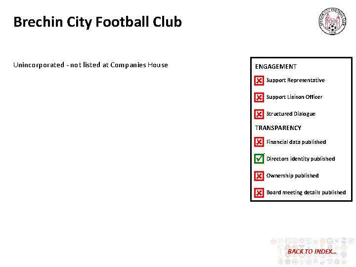 Brechin City Football Club Unincorporated - not listed at Companies House ENGAGEMENT Support Representative