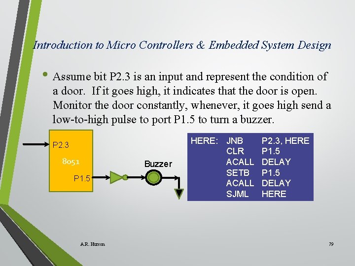 Introduction to Micro Controllers & Embedded System Design • Assume bit P 2. 3