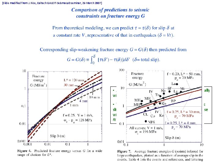 [Slide modified from J. Rice, Caltech GALCIT-Seismo. Lab seminar, 29 March 2007] • According