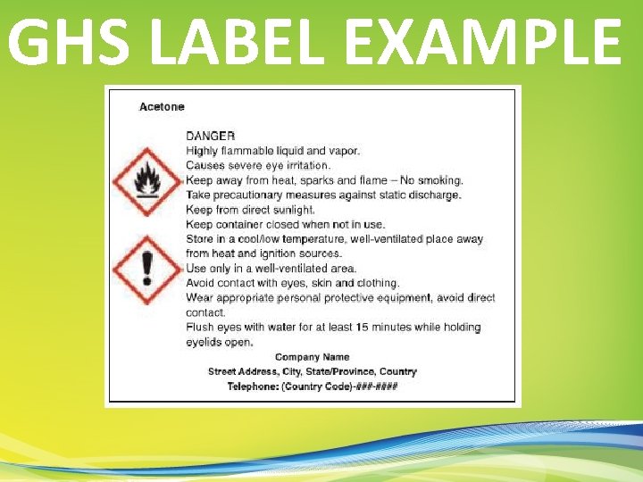 GHS LABEL EXAMPLE 