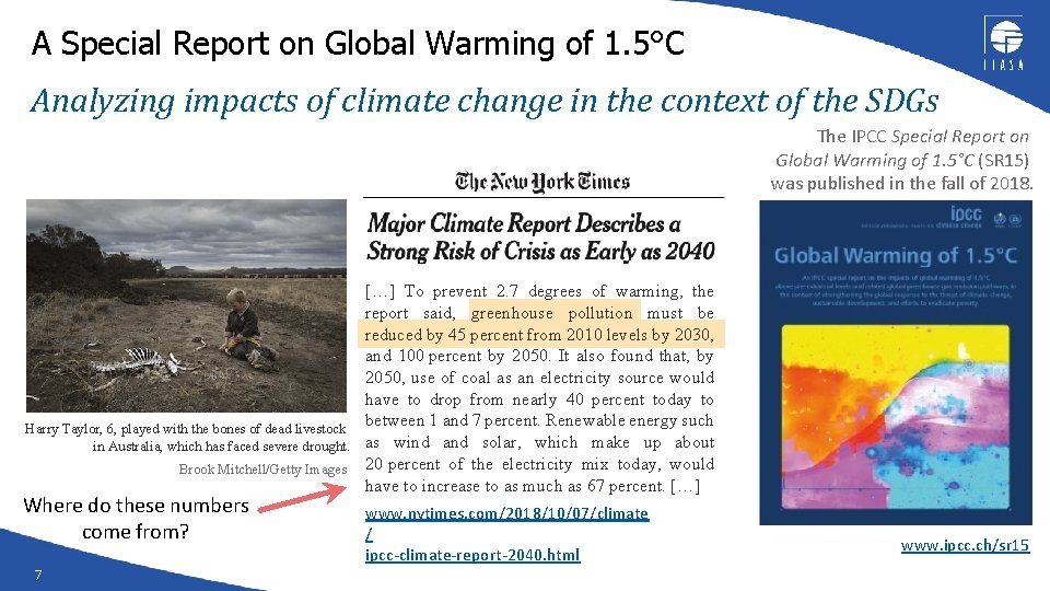 A Special Report on Global Warming of 1. 5°C Analyzing impacts of climate change