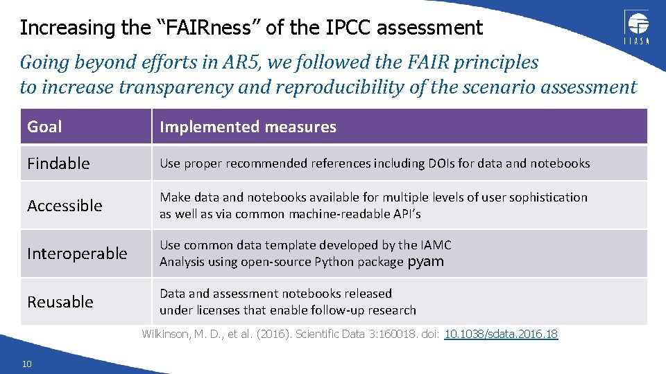 Increasing the “FAIRness” of the IPCC assessment Going beyond efforts in AR 5, we