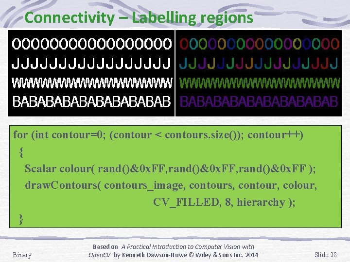Connectivity – Labelling regions for (int contour=0; (contour < contours. size()); contour++) { Scalar Connectivity – Labelling regions for (int contour=0; (contour < contours. size()); contour++) { Scalar