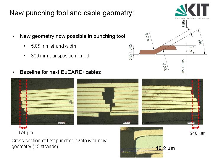 New punching tool and cable geometry: • New geometry now possible in punching tool