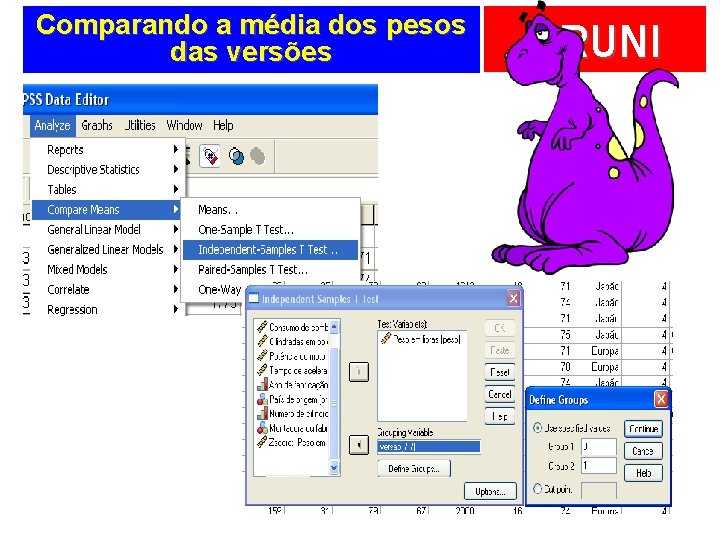 Comparando a média dos pesos das versões BRUNI 