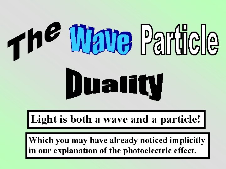 Light is both a wave and a particle! Which you may have already noticed
