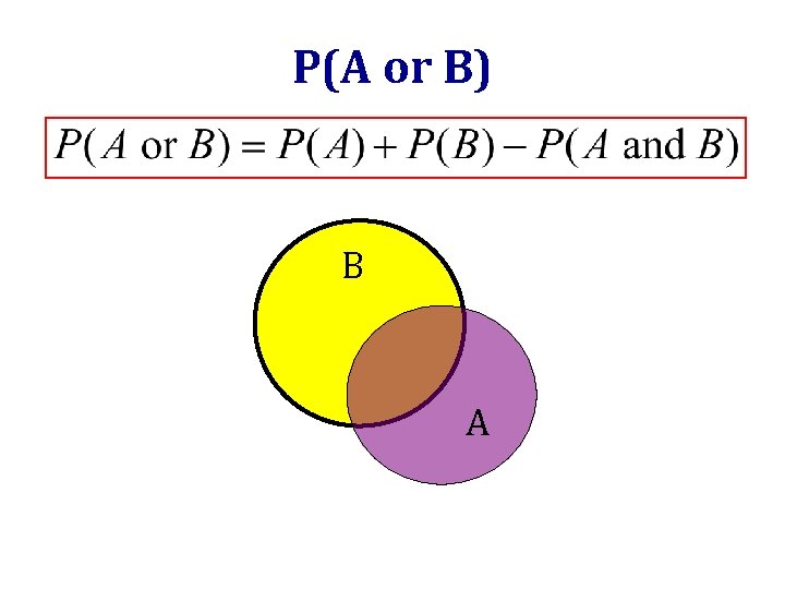 P(A or B) B A 