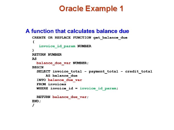 Oracle Example 1 Oracle Example 1