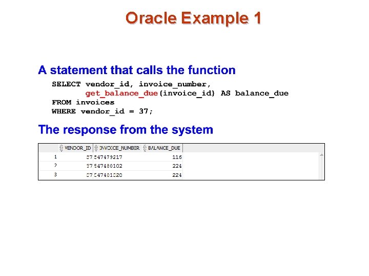 Oracle Example 1 Oracle Example 1