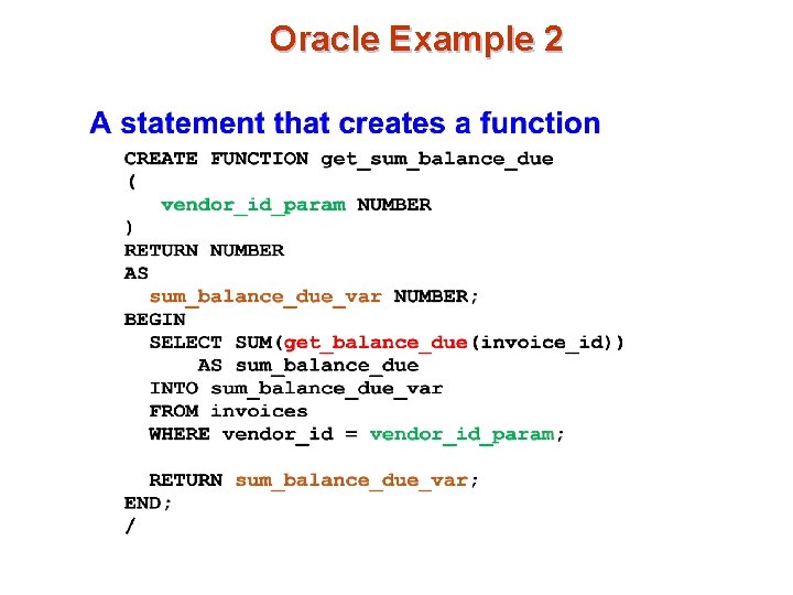 Oracle Example 2 Oracle Example 2