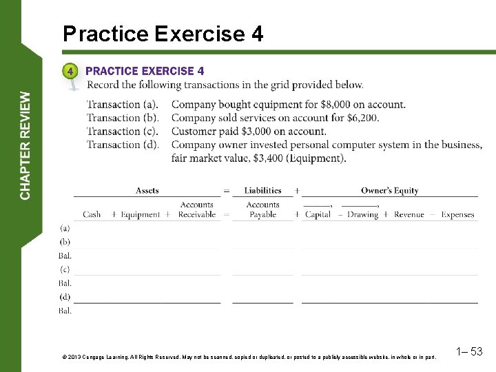 Practice Exercise 4 © 2013 Cengage Learning. All Rights Reserved. May not be scanned,