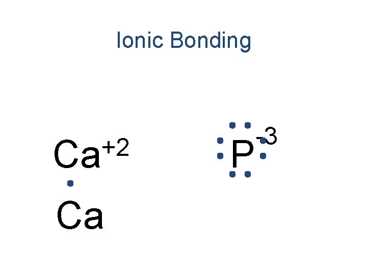 Ionic Bonding +2 Ca Ca P -3 