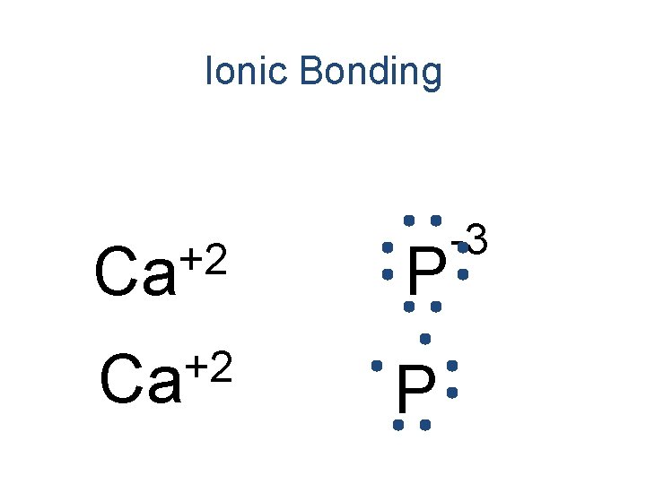Ionic Bonding +2 Ca P -3 
