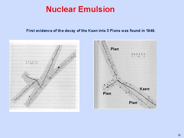 Nuclear Emulsion First evidence of the decay of the Kaon into 3 Pions was