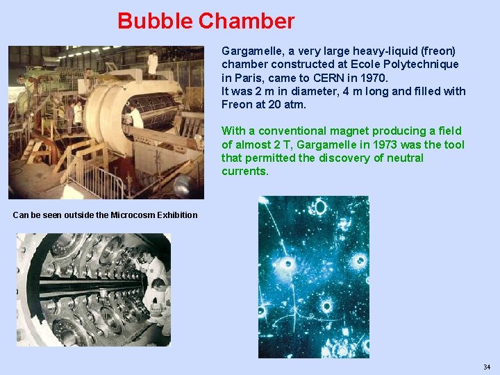 Bubble Chamber Gargamelle, a very large heavy-liquid (freon) chamber constructed at Ecole Polytechnique in