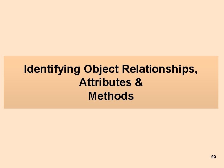 Identifying Object Relationships, Attributes & Methods 20 