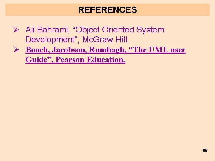 REFERENCES Ø Ali Bahrami, “Object Oriented System Development”, Mc. Graw Hill. Ø Booch, Jacobson,