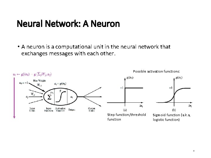 Neural Network: A Neuron • A neuron is a computational unit in the neural Neural Network: A Neuron • A neuron is a computational unit in the neural