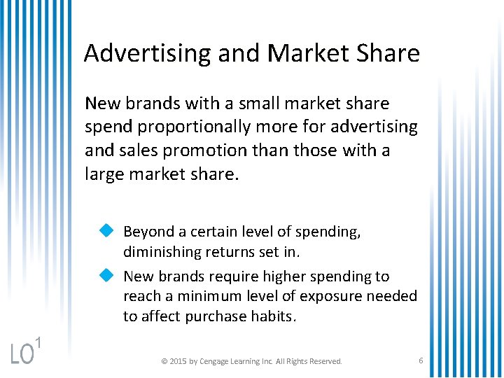 Advertising and Market Share New brands with a small market share spend proportionally more