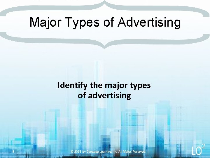 Major Types of Advertising Identify the major types of advertising 8 © 2015 by