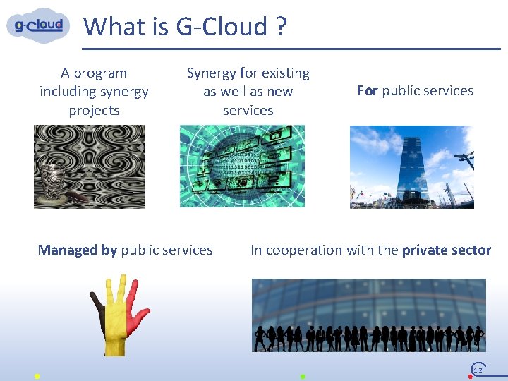 What is G-Cloud ? A program including synergy projects Synergy for existing as well