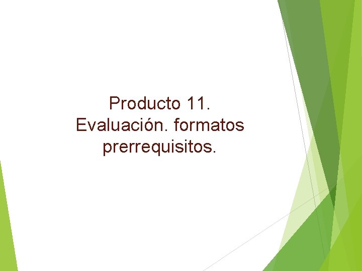 Producto 11. Evaluación. formatos prerrequisitos. 