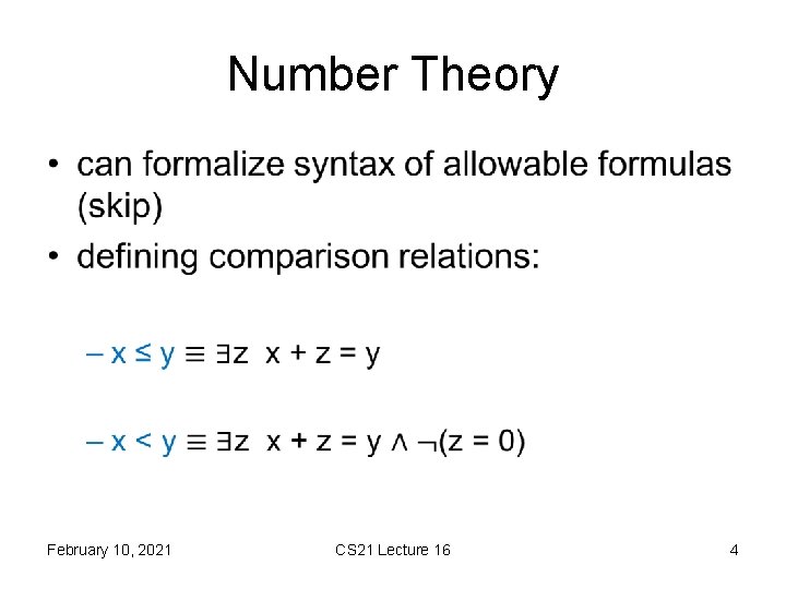 Number Theory • February 10, 2021 CS 21 Lecture 16 4 