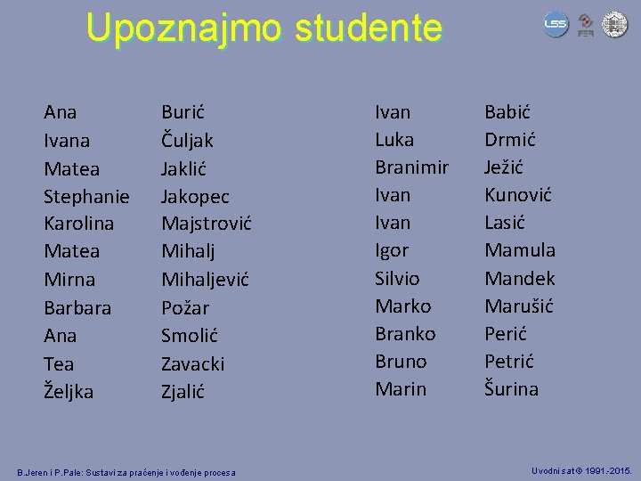 Upoznajmo studente Ana Ivana Matea Stephanie Karolina Matea Mirna Barbara Ana Tea Željka Burić